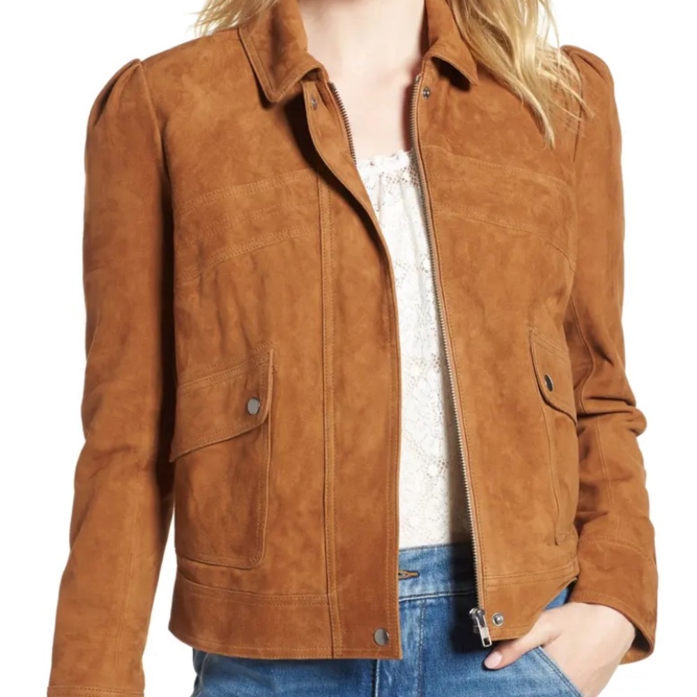 Chelsea28 100% suede bomber jacket brown